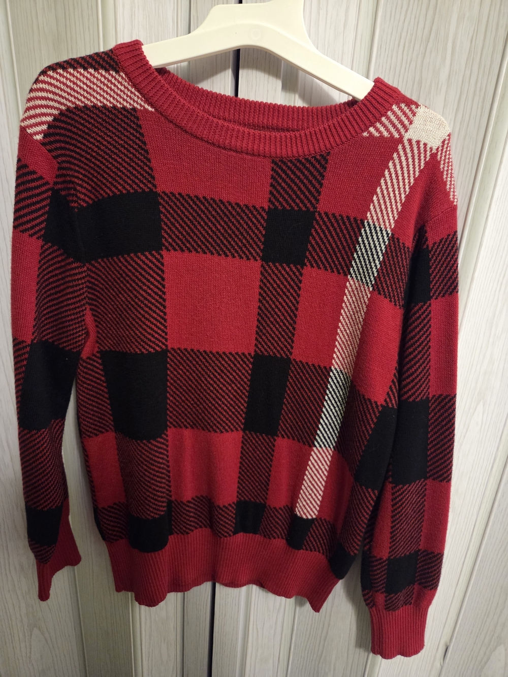 Cat & Jack Red and Black Buffalo Plaid Crewneck Sweater